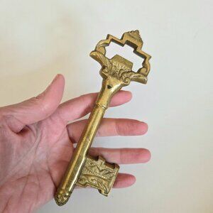 Vintage solid brass J.G.G. Mexico key skeleton shape beer bottle opener. Heavy